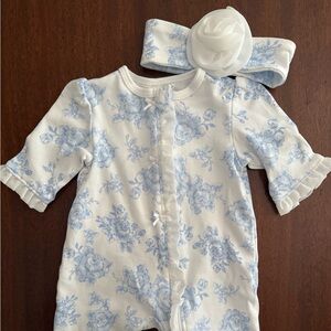 Little Me Blue Floral Footie
